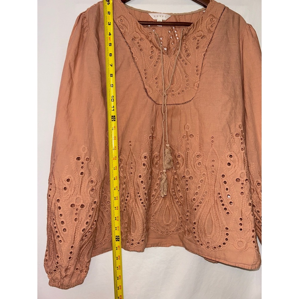 Adiva Women's‎ XL Top Blouse Long Sleeve Eyelet Embroidered Boho Casual - Picture 6 of 6